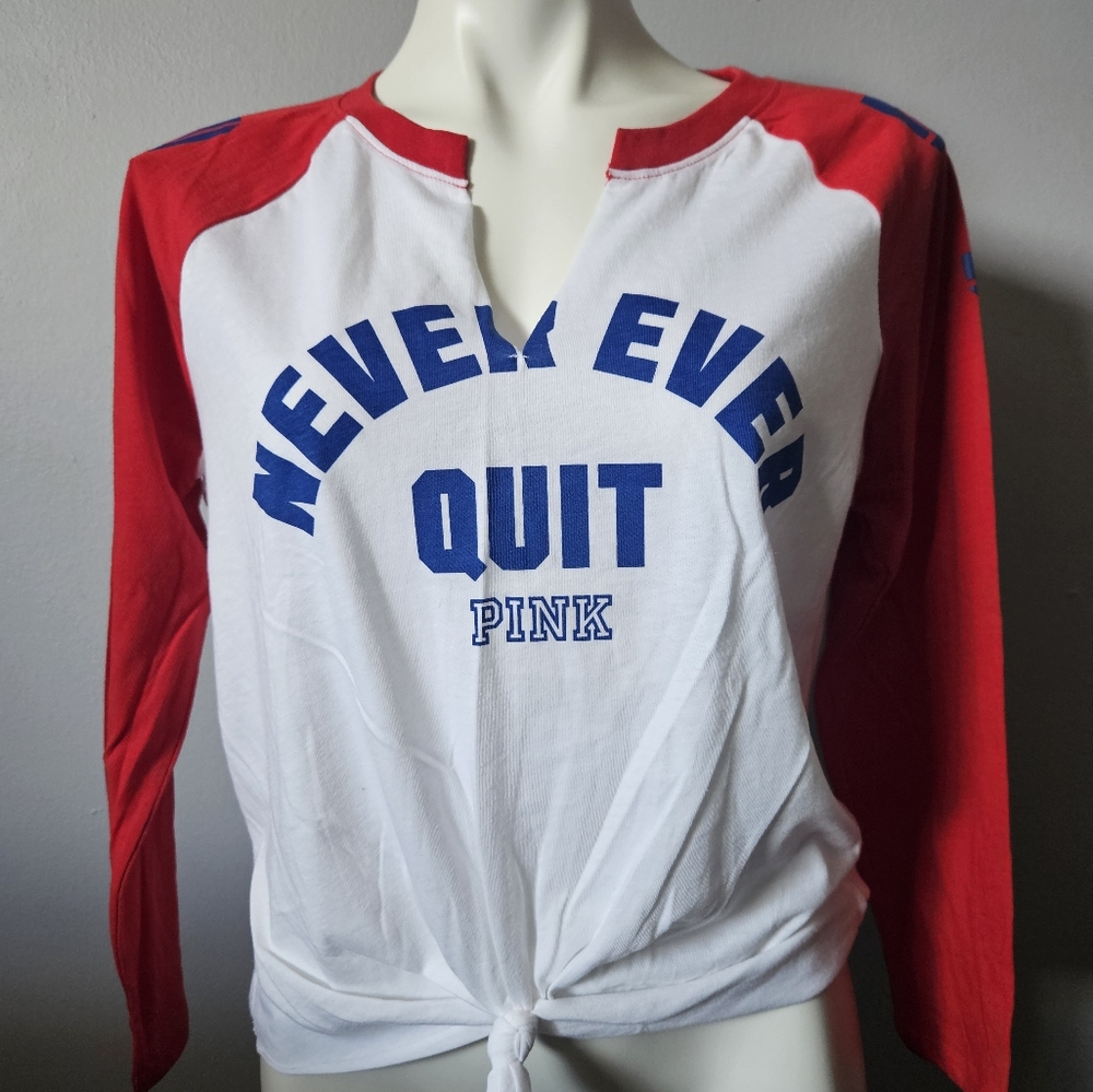 Victoria's Secret PINK Red and White Long Sleeve Top